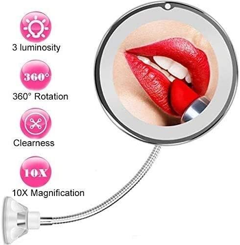 Mirrors Makeup with 3 Luminosity LED Lights Makeup 10X Vanity for Bathroom Shower Tabletop