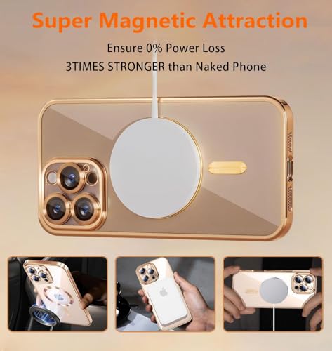 Image of Magnetic for iPhone 14 Pro Max Case with Privacy Screen Protector & Full Camera Cover,[Non-Yellowing] Plating Glossy Soft Shockproof Clear Phone Case with MagSafe Women Girls for 14 ProMax, Purple