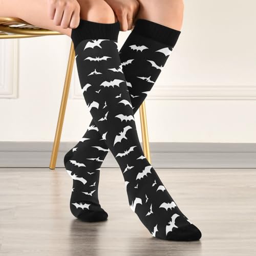 Image of Wusikd Heartbeat Symbol Compression Socks for Women and Men Circulation Black Long Socks for Athletic Running 1