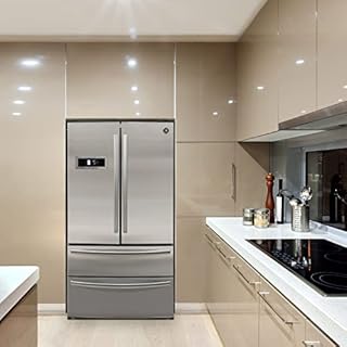 BRAMA French Door Refrigerator with Ice Maker and Dual Drawer Bottom Freezer, 20.7 Cu.Ft. Capacity with Adjustable Shelves Counter Depth Stainless Steel Exterior, 36-Inch, Metallic