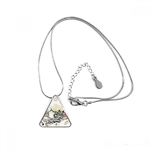 Collier pendentif triangle scène naturelle du fleuve Li Jiang en Chine avec chaîne élégante
