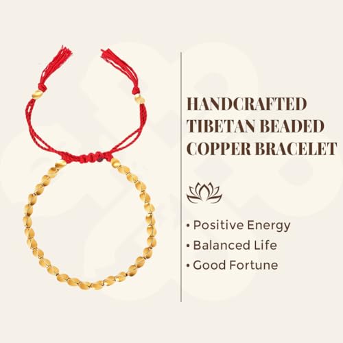 Pulsera trenzada de cuentas de cobre tibetano ajustable miniatura 3