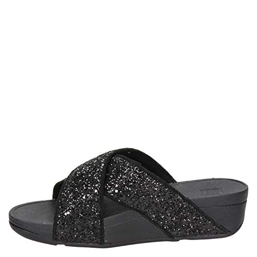 Fitflop Damen Lulu Cross Slide - Glitter Sandalen, Schwarz (Black Glitter), 39 EU Cover