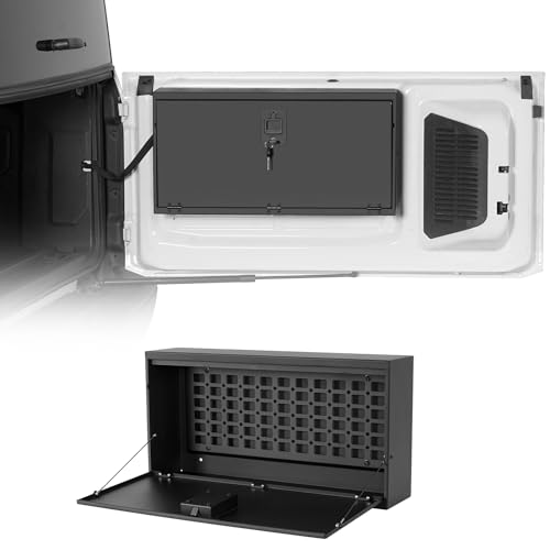 Hooke Road Bronco Tailgate Table Storage Lock Box for 2021-2026 Ford Bronco (Excl. Bronco Sport) Rear Door Foldable Toolbox Aluminum MOLLE Panel