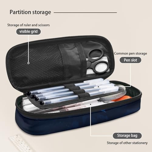 Image of Shark Pencil Case Box Blue Big Capacity Pen Pouch with Zipper Closure Pencil Holder for Elementary Middle School Student Stationery Bags