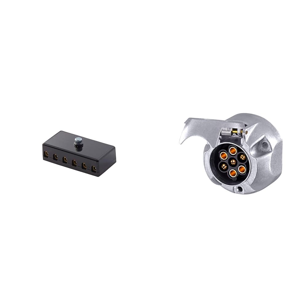 HELLA 8JD 002 291-201 toma de fusibles - 6 polos - 8A - negro y HELLA 8JB 001 941-001 toma de corriente - 12V - 7 polos