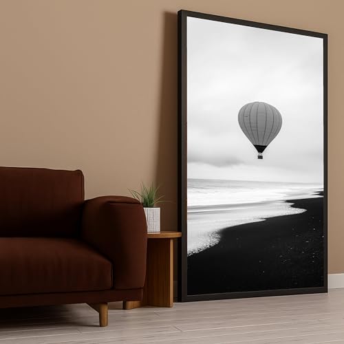 Art mural minimaliste paysage océanique monochrome toile 80x140 cm