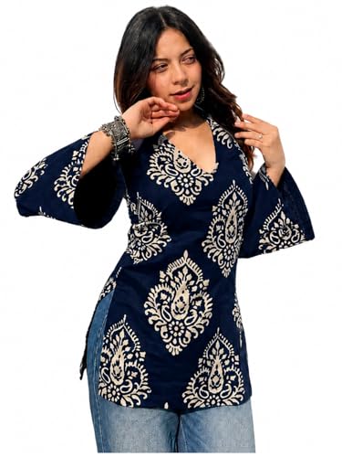 Image of ANNI Designer Cotton Short Kurti for Women | Stylish Kurti | Short Kurti Top | Casual Kurta for Women | Comfortable Cotton Kurtis for Womens