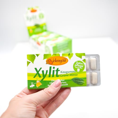 Xylit Kaugummi von Birkengold mit grünem Minzgeschmack, 24 Stück