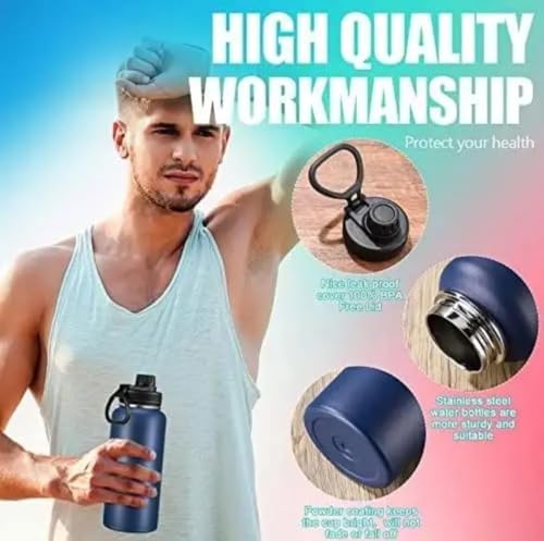 Image of Thermos Water Bottle- 1000ml with Screw /Spout Lid, Stainless Steel Double-Wall Vacuum Insulated Thermo Flask 1 Litre+ Retains Hot 12 Hours or Cold 24 Hours Temperatures (Lightpurple)
