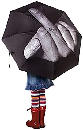 Umbrella Women Umbrella Rain Middle Finger Umbrella Men Windproof Folding Parasol Personality Black Middle Finger Umbrellas, Classic