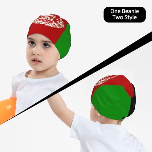 Afghan Flag Children Hip Hop Knitted Hat Kids Elastic Leisure Knit Cap Warm Sleep Beanies Black4