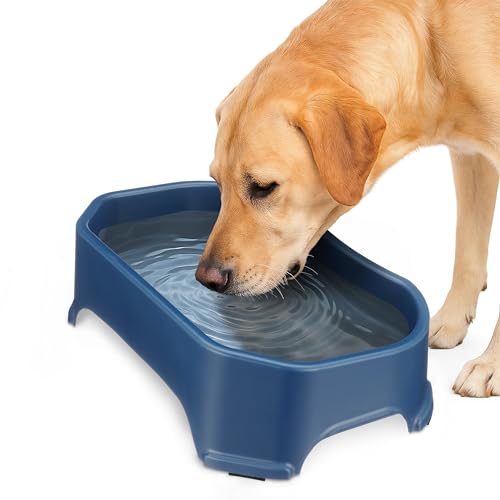 Neater Pet Brands Extra Large Water Bowl for Dogs, Outdoor Dog Water Bowl (1.25 Gallon XL Capacity), Big Trough Style Food Dish for Indoors or Outside, No Spill Large Dog Bowls, Dark Blue