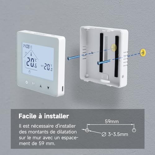 Thermostat chauffage numérique programmable Beok chaudière gaz eau piles