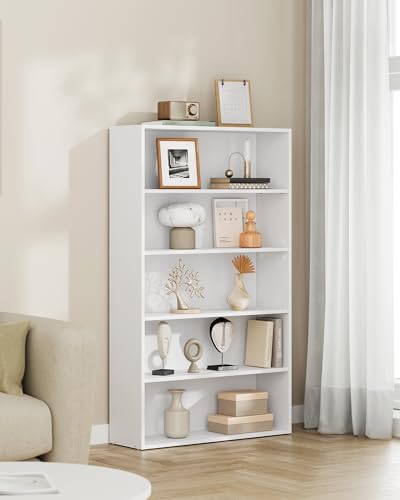 Image of VASAGLE Set of 2 Bookshelves, 30 Inches Wide, 5-Tier Open Bookcases with Adjustable Storage Shelves, Floor Standing Units, Cloud White ULBC175T14-2