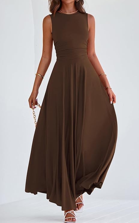 Image of PRETTYGARDEN Womens Summer Dresses 2026 Casual Sleeveless Crewneck Aline Maxi Dress Stretch Tank Flowy Long Dresses