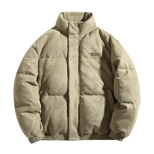 Winter Jacket for Men Warm Puffer Down Jackets Insulated Padded Bubble Coat Stand Collar Thick Fleece Bomber Jacket Buy Again Orders My Past Orders Green 2XL