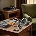 WLngtv 2 Pcs Retro On Ear Headphones, Wired Stereo Headphones, Headphone, Lightweight Portable Headphone with Adjustable Headband, Cassette Player, Over-Ear (Orange and Black)