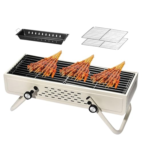 Barbacoa de leña, parrilla de leña plegable - Grandes barbacoas de carbón sin humo | Grandes barbacoas de carbón vegetal, barbacoa de acero inoxidable con gran cocina para talonar, Ca
