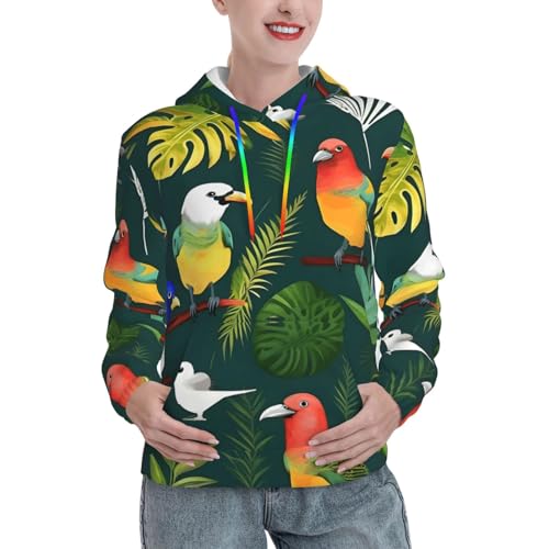 Sweat à capuche oiseaux exotiques femme, le cadeau d'automne idéal et attentionné
