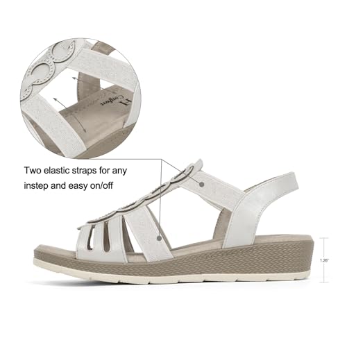 Image of VJH confort Women's Flat Sandals, Comfort Slip-on Elastic Ankle Strap Slingback Light Weight Casual Walking Sandals