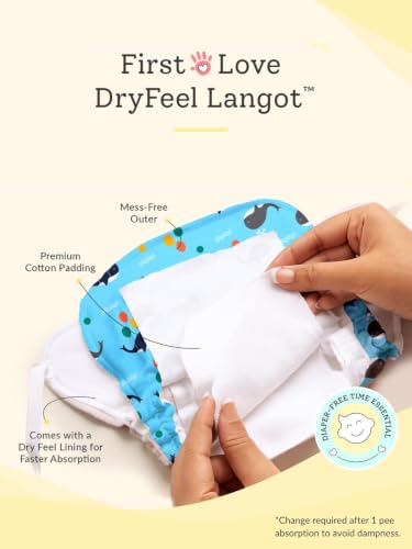 Image of superbottoms Premium DryFeel Baby Langot 0-6 months l 100% Cotton Modern Baby Nappy l Mess-free Langot with Gentle Elastics l Super DryFeel Top Layer l Diaper-free Time Essential | 3 Pack
