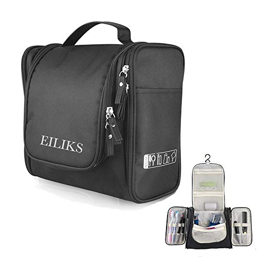 EILIKS Hanging Toiletry Bag Multifunction Cosmetic Bag Portable Cosmetic Travel Cases Waterproof Organizer Toiletry Kit for Girls Women Men (Black)