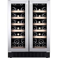 CDA 40 Bottle Freestanding Under Counter Wine Cooler Dual Zone 60cm Wide 82cm Tall - Stainless Steel
