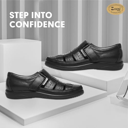 Image of Zoom Shoes Genuine Tinted Leather Casual Sandal For Men ZA-2337 | Comfortable /Ventilated Sandal With Anti-Slip Technology, Flexible Sole And Memory Cushion Padded Insole