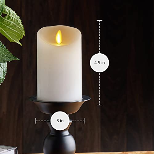 Luminara Flickering Flameless White 4.5" Scalloped Edge Pillar Candle - Warm LED Light Flame - 2 C Battery Operated Decor for Dining Room Table Centerpieces, Fireplace Mantel, Dinner Party, Reception by Luminara - Used condition - Image 7