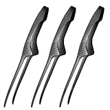 ziyue トング 焼肉 ステンレス 自立式 キャンプ バーベキュー 菜箸 すべりにくい 取り分け パスタ 焼肉トング (先端, 3本セット-Black)