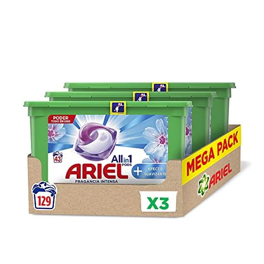 Ariel Allin1 Pods Suavizante - Detergente en cápsulas para la lavadora; efecto suavizante, 129 lavados (3 x 43)