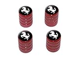 Graphics and More Horse Rearing Up on Black - Tire Rim Valve Stem Caps - Red