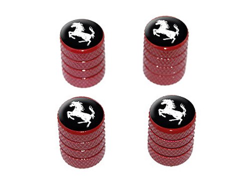 GRAPHICS & MORE Horse Rearing Up on Black - Tire Rim Valve Stem Caps - Red