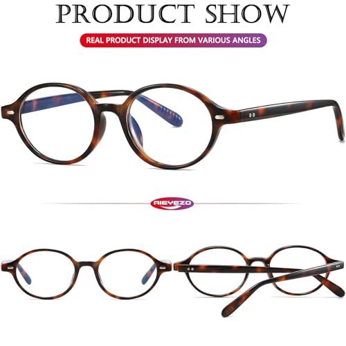 Image of AIEYEZO Retro Round Blue Light Glasses for Men Women Fashion 90s Vintage Trendy Oval Round Frame Nerd Glasses