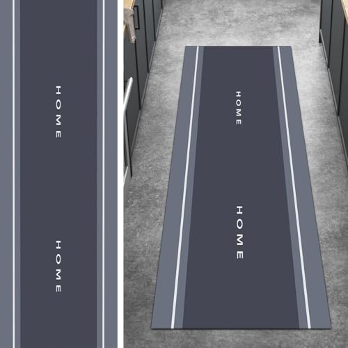 Alfombra de pasillo gris de 40x400 cm moderna y lavable para el hogar 2