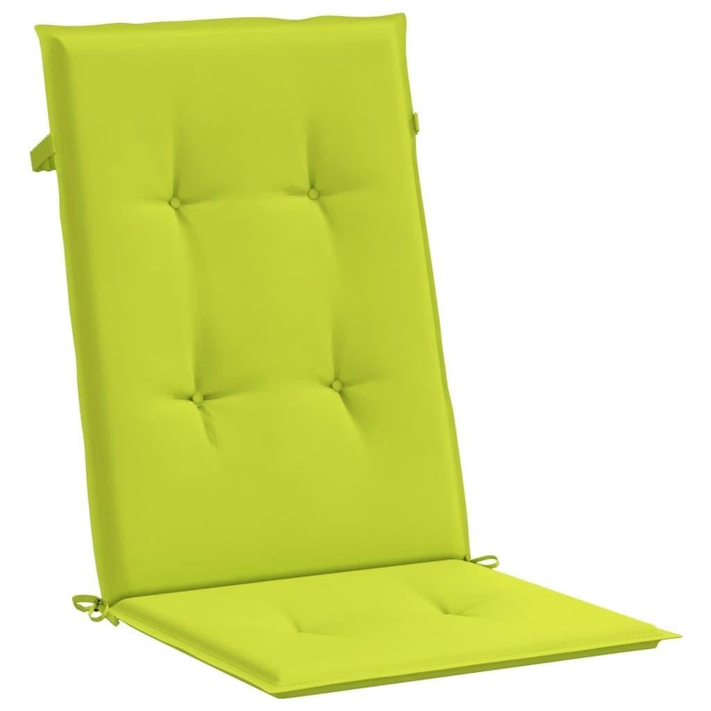 4er Set Gartenstuhlauflagen für Hochlehner, Knallgrün, 120x50x3 cm Sitzauflagen aus Polyester mit Schaumstoff-Füllung für Gartenstühle, Hochlehner-Stuhlkissen Set