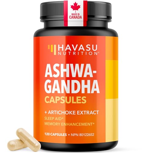 HAVASU NUTRITION - Ashwagandha Supplement 2000MG for Energy, Memory Enhancement & Sleep Aid | with Artichoke & Ashwagandha Root for Antioxidants | Support Calm Mood & Normal Sleep Cycles | Made in Canada | 120 Ct - -13%