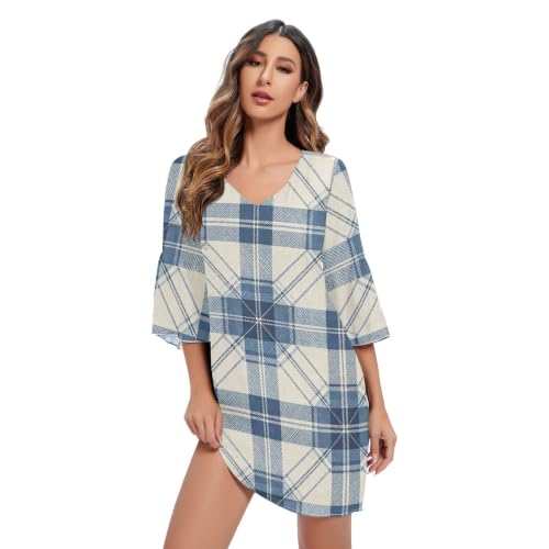Robe d'été évasée en mousseline de soie haut de gamme col en V