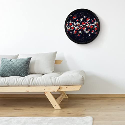 Pendule murale fleur rouge blanche moderne silencieuse 25.4cm
