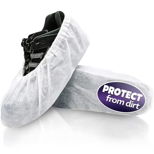 100 Pack Disposable Shoe Covers Sneaker Boot Covers White Shoe Protectors Non Slip Durable Shoe Booties Cover One size(White)