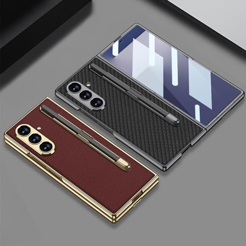 Étui professionnel robuste Galaxy Z Fold 7 en cuir rouge - 7