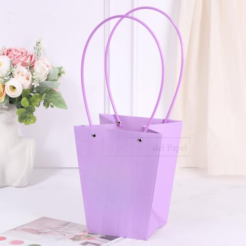 Image of Oasis Pack of 10 Conical Purple Flower Hamper Bags | Premium Floral Packaging Bags for Rakhi Gift Hampers, Flower Bouquets, Wedding, Return Gifts, Decorative Presentation & Florist Supplies.