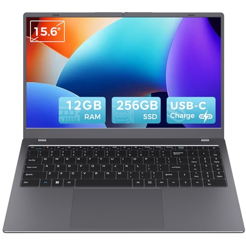 Image of Laptop 12GB RAM 256GB SSD, Pentium Gold 6500Y, 15.6 Inch FHD IPS Display, Thin & Lightweight Laptops with USB-C, USB 3.2, HDMI, TF Card Slot, WiFi 5, Laptop Computers for Work Study Everyday Use