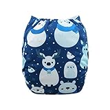 Alva Baby Christmas Design Reuseable Washable Pocket Cloth Diaper Nappy + 2 Inserts QD09