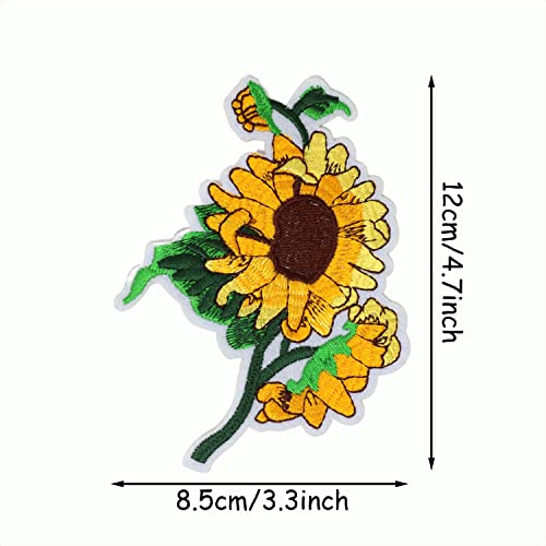 Honbay APPLIQUE-SUNFLOWER4 4Pcs Large Size Cute Delicate Sunflower Flower Appliques Decorative Patches Embroidered Diy Sew On/Iron thumb #1