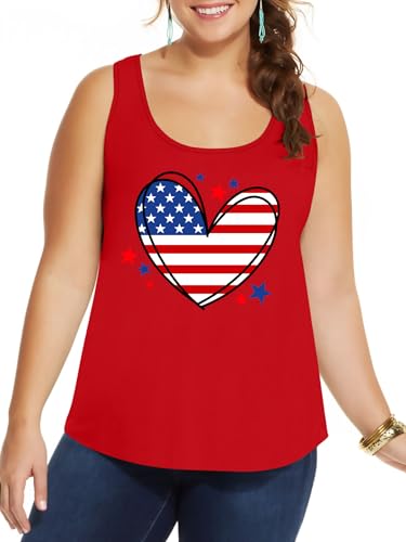 Image of Ithalt Plus Size 4th of July Tops for Women American Flag Tank Tops USA Patriotic Shirts Red White and Blue Sleeveless