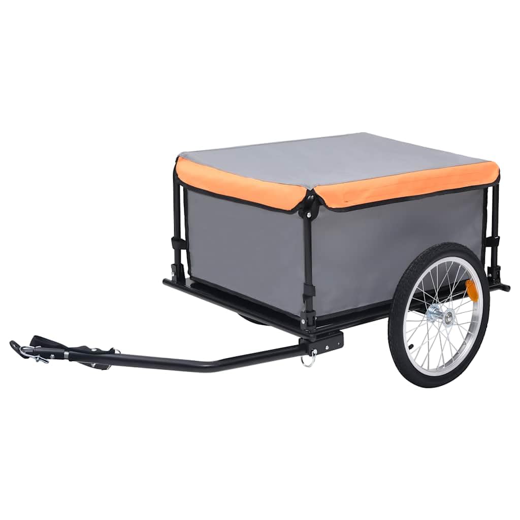 Remolque de bicicleta con capacidad de carga de 65 kg y barra de tracción plegable, color negro y amarillo