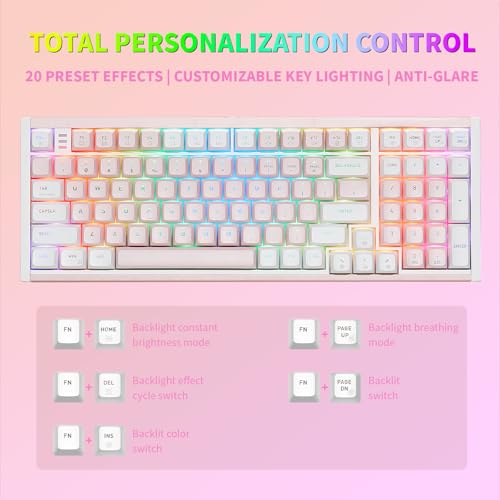 Image of Hexgears I4 Mechanical Keyboard with Number Pad, Aluminum Gaming Keyboard Kailh Tactile Switch, RGB Backlight, PBT Keycaps, Hot Swappable for Windows /Mac OS (Pink-White)