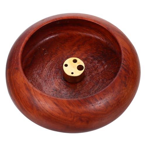 Cabilock Mini Bruciatore Di Arredamento Retrò Supporto Bobina Cono Stick Porta in Ceramica Arredamento Per La Casa Incensiere a Forma Di Scodella Di Legno Vietnam Poroso